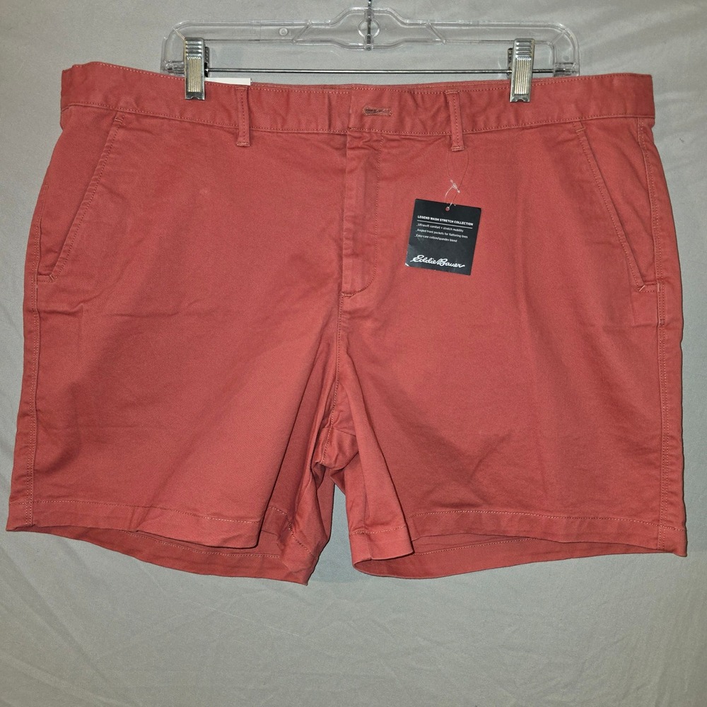 Eddie Bauer Willit Shorts 16 Womens‎ Cayenne Coral Legend Wash Stretch NEW